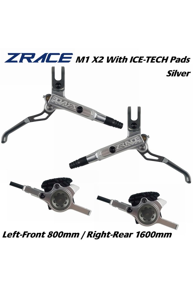 X2 ICE Pads Silver ZRACE M1 X2 / X4 Mountain Bike Hydraulic Brake,Full CNC Lightweight, Oil Pressure