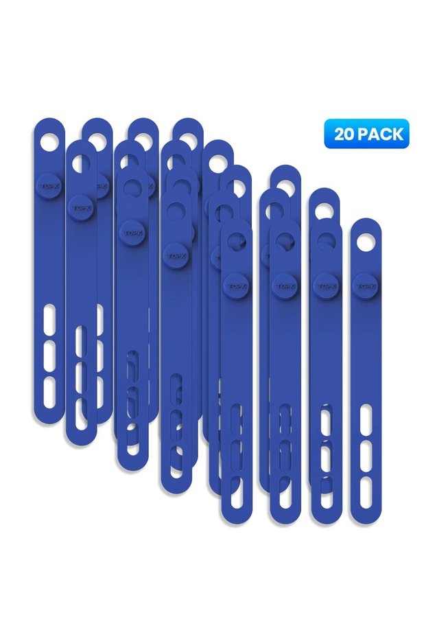 Blue 20 PCS TOPK Silicone Cable Ties Assorted Color Reusable Heavy Duty Cable Organizer Management f