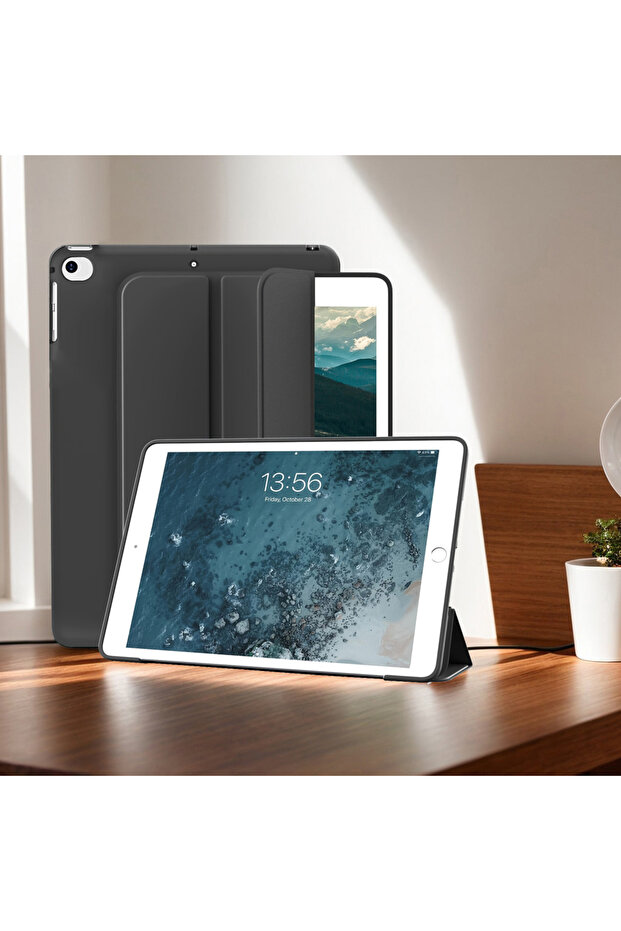 iPad mini 2 مقاس 7.9 بوصة أسود لجهاز iPad Mini 5 2019/ Mini 4 3 2 1 مقاس 7.9 بوصة، غطاء سيليكون ناعم ثلاثي الطي