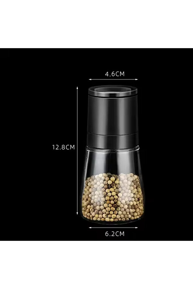 1pcs black Manual Salt Pepper Grinder Adjustable Ceramic Salt & Pepper Mill Transparent Glass Herb G