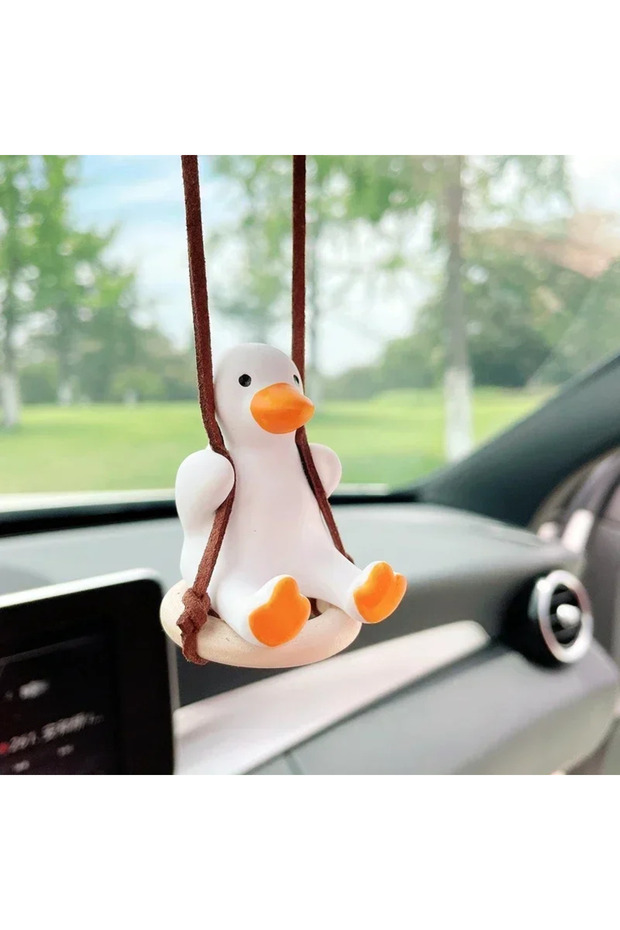 ttxhrty Cute Anime Car Interior Decoration Gypsum Swing Duck Auto Rearview Mirror Pendant For Kawai