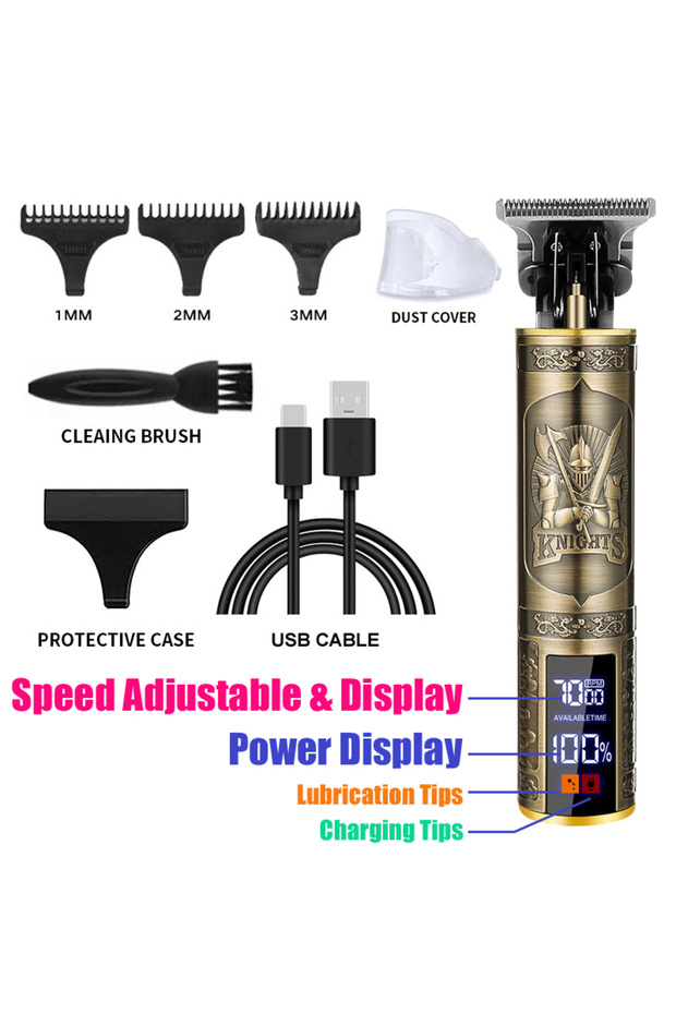 068-Knight Cordless Mens Hair Trimmer Hair Clippers For Men Professional Beard Trimmer Kits Electric