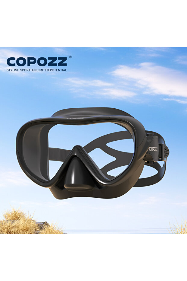 BLACK MASK COPOZZ Professional Diving Mask Full Vision Mask Underwater Snorkel Mask Set Swimming Sn