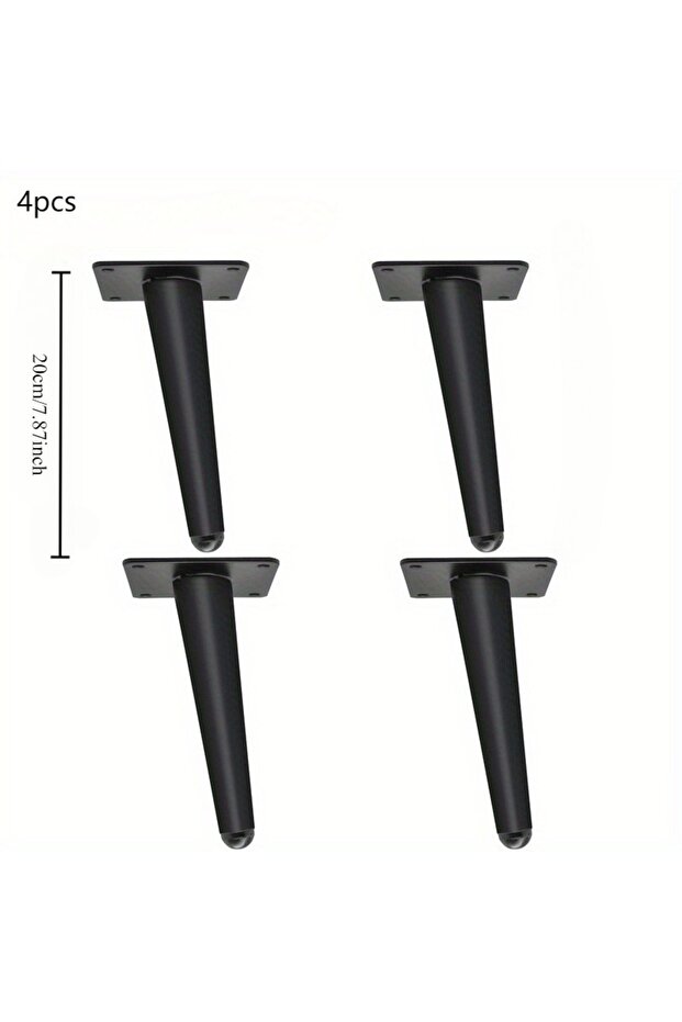 4pcs20cmBlackOblique 4pcs Sofa Legs Round Solid Metal Furniture Legs Sofa Replacement Legs Perfect M