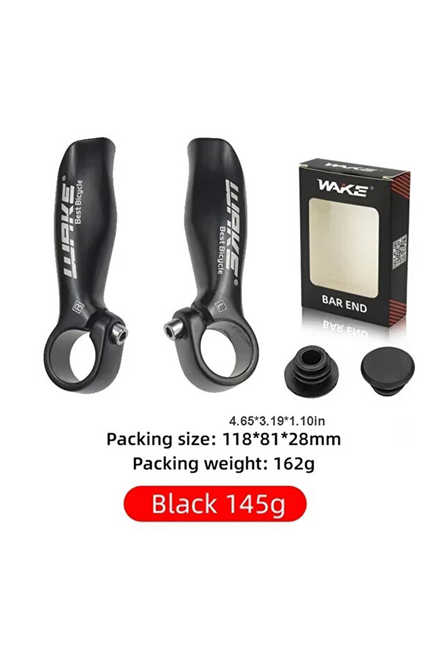 Black Bike Auxiliary Handlebar Aluminum Alloy Bicycle Bull Horn Handlebar Ultralight MTB Bar End Bic