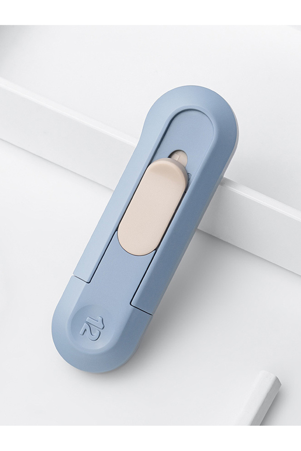 blue 1pcs Automatic rebound box cutter, mini box cutter Express package opener, student manual ledge
