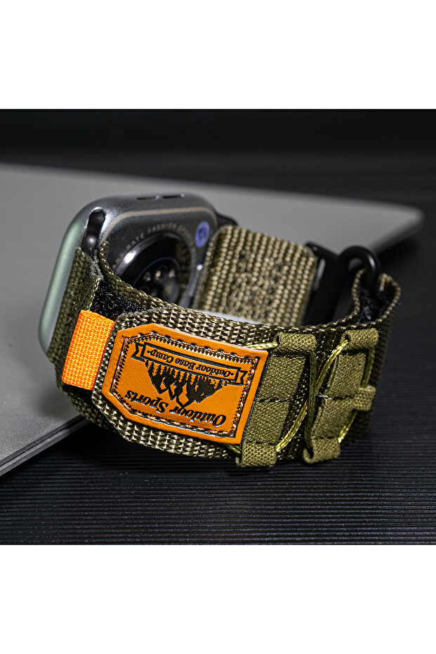 42 44 45 49MM Arm Green Canvas Sport Strap for Apple Watch Band 49mm Ultra 46mm 45mm 41mm 40mm Nylon