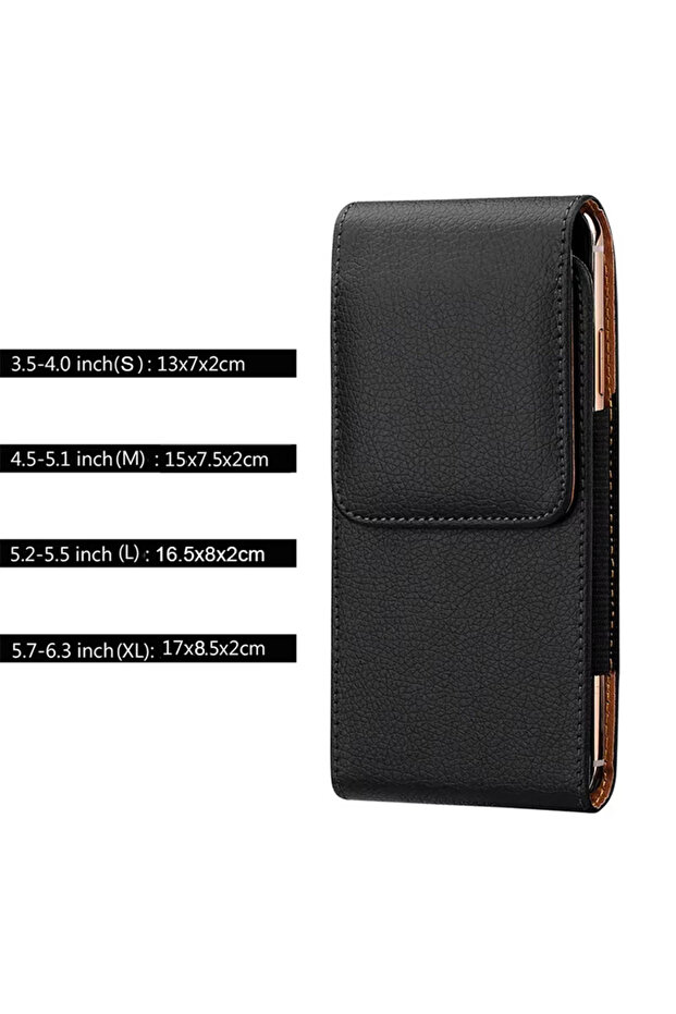 (L) 5.2-5.5 inch A Style Universal Leather Case for iPhone Mens Waist Pack Belt Clip Bag for 3.5-