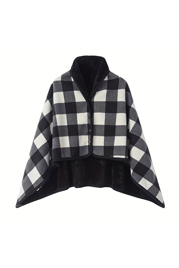 YELLOW 1pc Wearable Blankets Shawl Blanket Flannel Lazy Casual Office Blanket