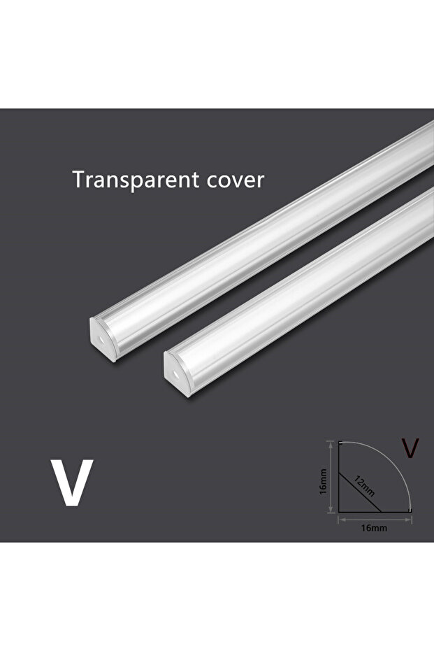 V transparent cover 2pcs Aluminum Profile Channel Holder for LED Strip Light Bar, Cabinet Lamp, Kitc