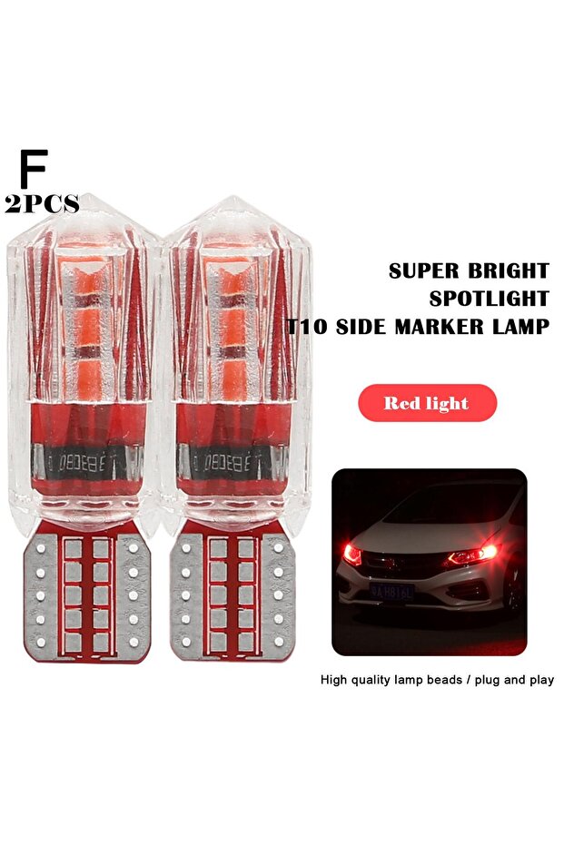 قطعتان من مصابيح LED للسيارة المعدلة ذات العرض الأحمر T10 ذات الإضاءة الصغيرة فائقة السطوع لمصابيح السيارة الخارجية