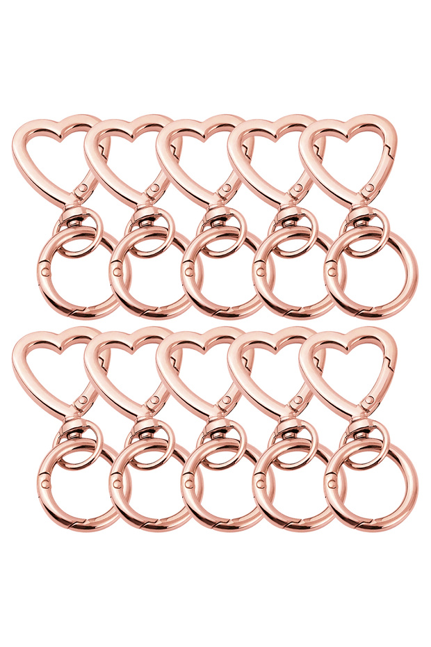 5 Sets Rose Golden 5/10/20/40 Sets Double Opening Swivel Keychain Clips Heart Spring Clasp Hooks Sna