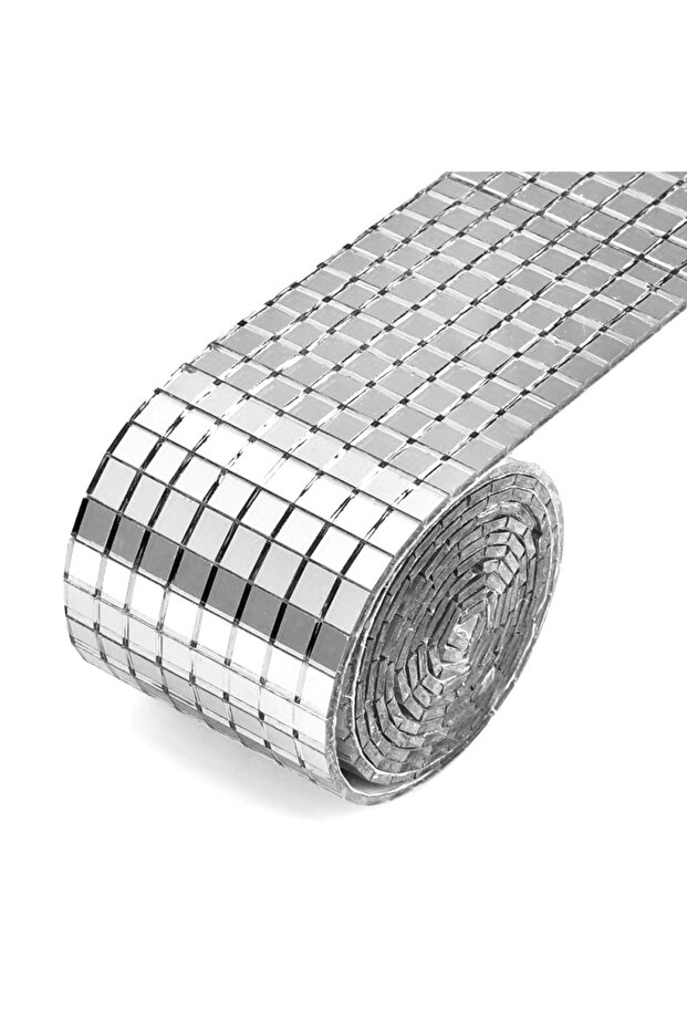 4 cm x 30 cm silver Leeseph Self Adhesive Mosaic Tiles, 5x5mm Disco Tiles, Square Mirror Mosaic Til