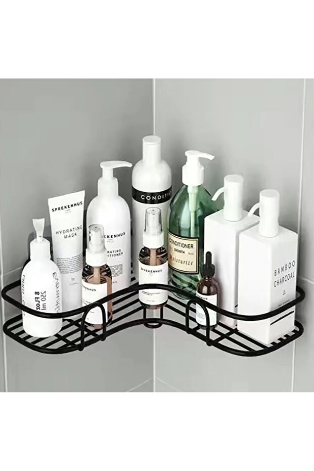 Black Triangle Bathroom Supplies Floating Wall Shelf Metal Organizer Cart Bathroom Shower Curtain Ki