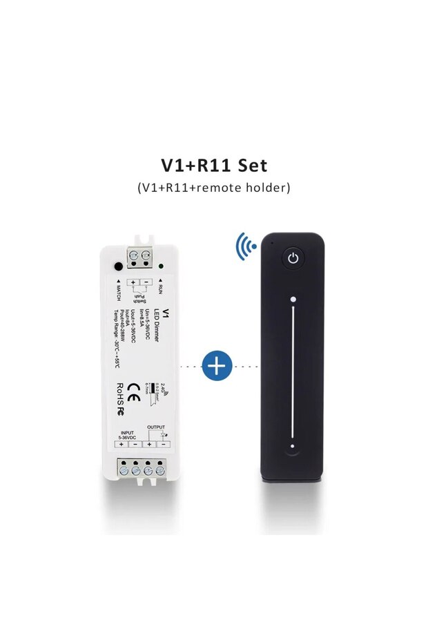 مجموعة خافتات الإضاءة V1 R11 من MJJC V1 LED خافت الإضاءة 12 فولت 24 فولت 36 فولت 5 فولت 8 أمبير RF 2.4 جيجا هرتز لاسلكي يعمل عن بعد يعمل باللمس LED مع خاصية الدفع