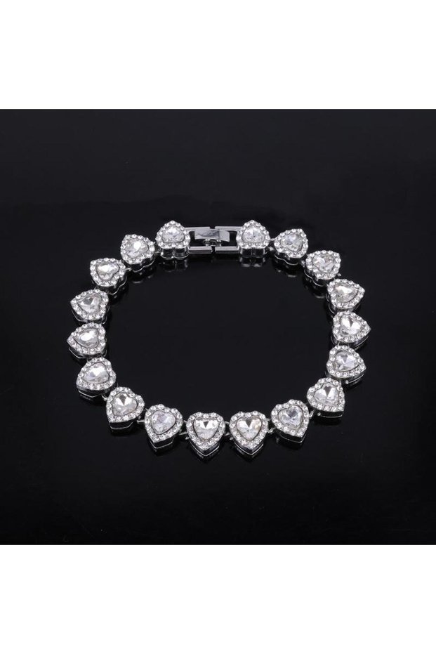 Silver 20cm 45CM New Hip Hop Tennis Chain Bracelet Necklace Shiny Heart Rhinestone CZ Fashion Rock P