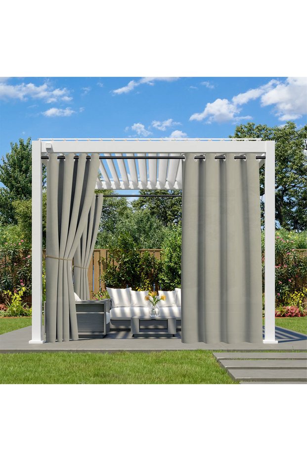 Grommet Top W254 x H213 Taupe 1PC, Waterproof Outdoor Grommet Curtain For Patio Gazebo Front Porch P