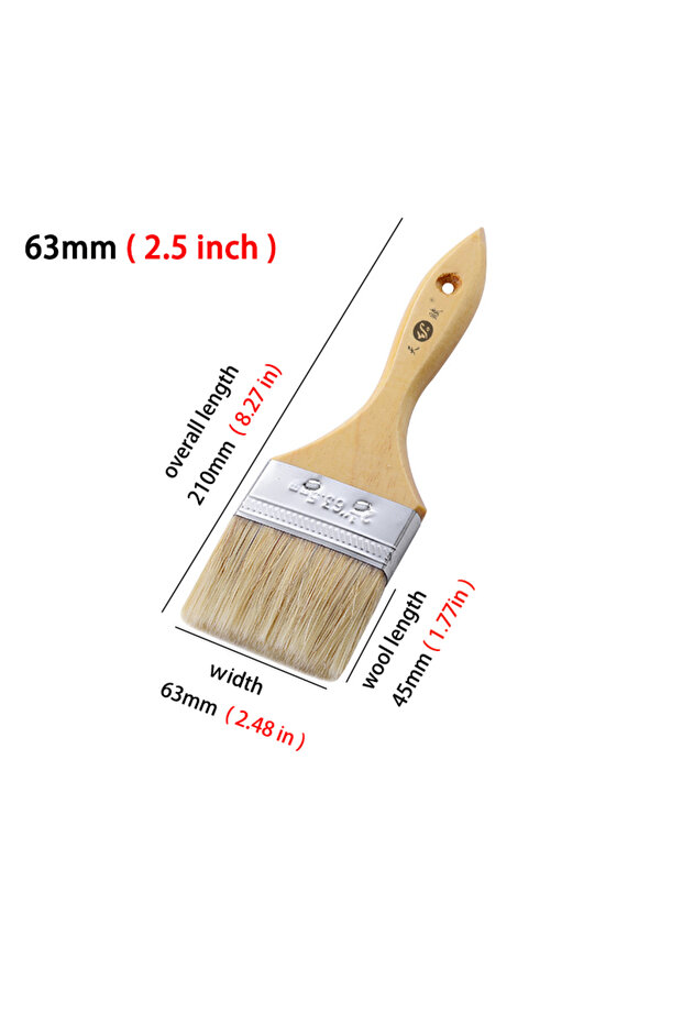 tfc2.5 Pig White Mane Brush Wooden Handle Tool Decoration Paint Coating Latex Cleaning Barbecue Baki