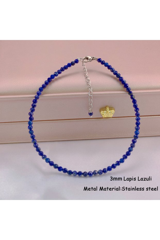 Lapis Lazuli 22+5cm Anklet For Women Stainless Steel Jewelry Bead Foot Chain 3mm Natural Stone Tourm