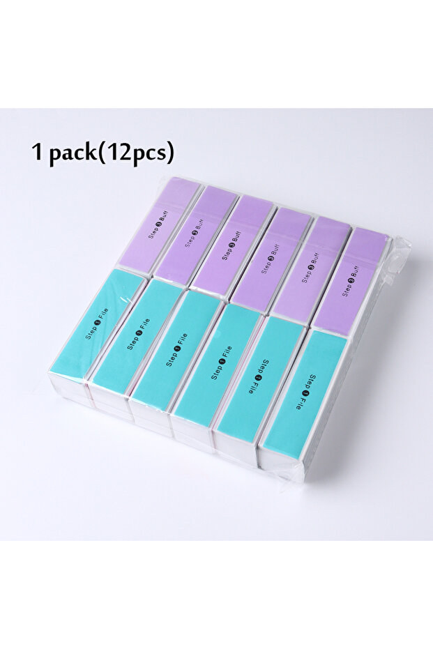 12pcs G-127 4 Sides Sponge Nail Buffers Colorful Sanding Buffing Block Grinding Polishing Nail File