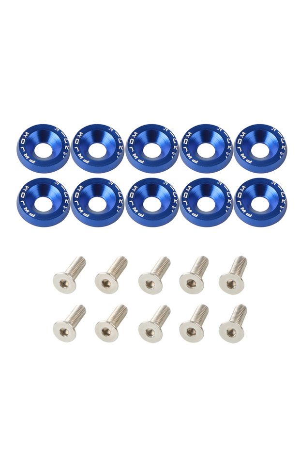 Blue 10PCS Universal M6 Car Nuts Bolts JDM Stickers Password Fender Washer License Plate Bolts Car S