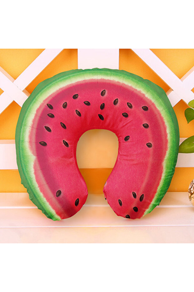 Watermelon Cute Cartoon INS Style Travel Neck Pillow U-Shaped Panda Rainbow Cloud Fruit Inflatable C