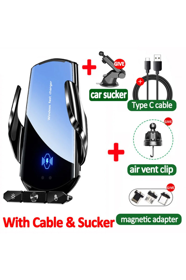 Black with sucker Wireless Charger Car Auto Magnetic Air Vent Phone Holder For iPhone 16 15