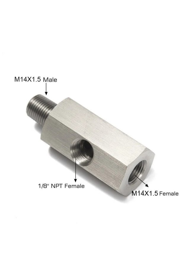 M14X1.5 Stainless Steel Side Holes Oil Pressure Sensor Connector 1/8"NPT Female To M12 M10 M14 Feed