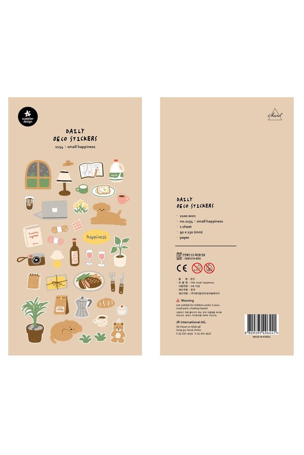 small happiness Korean Import Suatelier Brand Fresh Flower Food Cartoon Stickers Scrapbooking Diy Jo