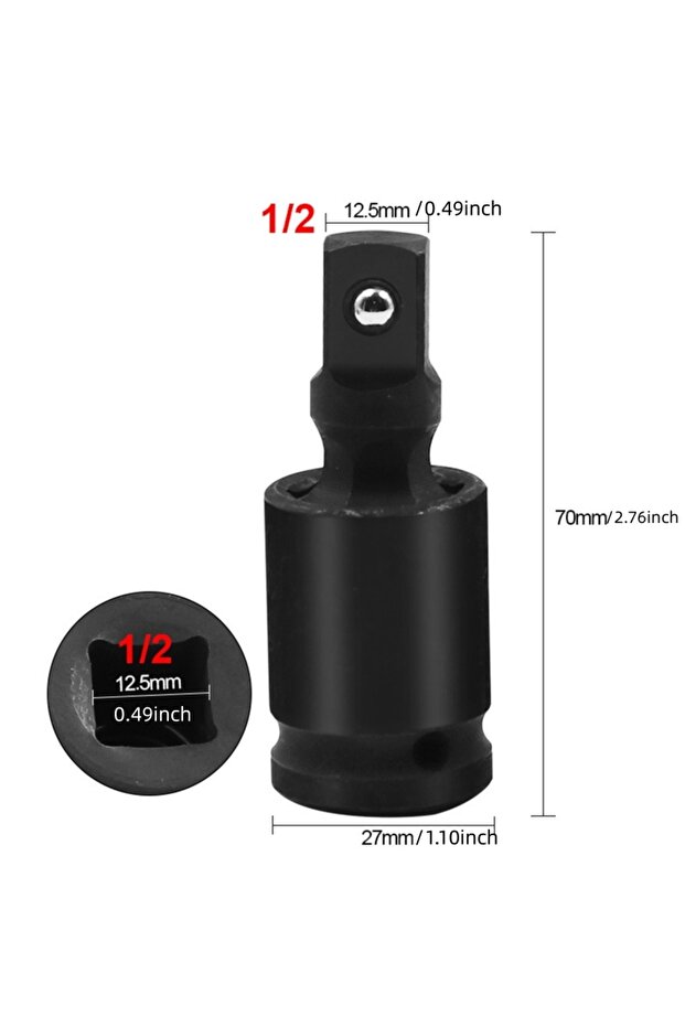 2.8cm 360 Degree Swivel Knuckle Air Impact 1/2 3/8 1/4 Inch Wobble Retractable Socket Adapter For P
