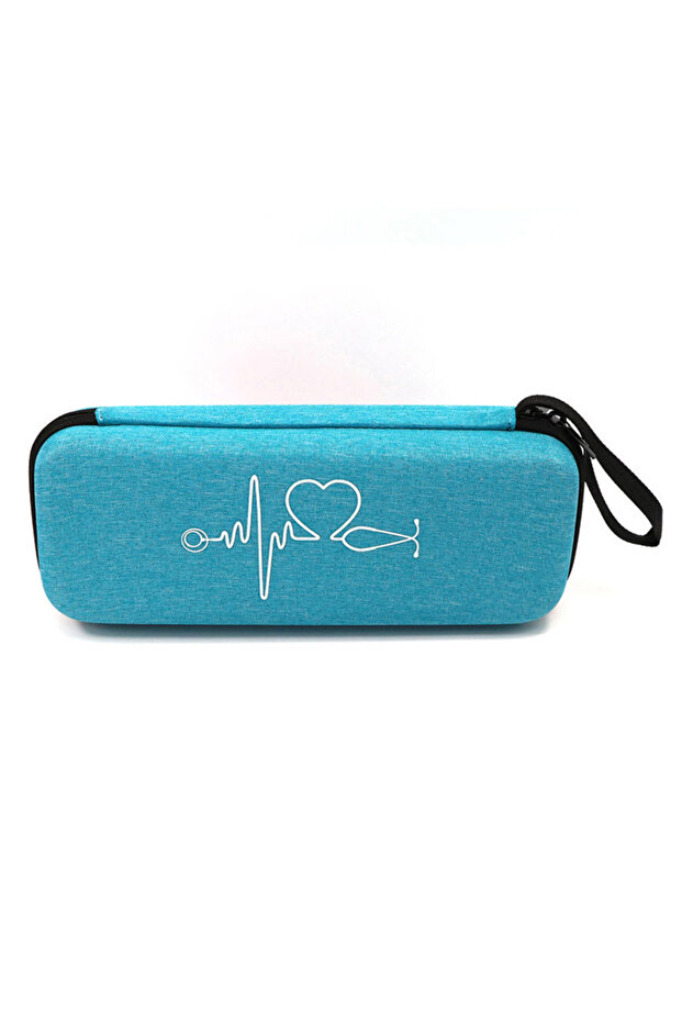 Sky Blue EVA Travel Portable Medical Stethoscope Storage Box First Aid Kit Mesh Pockets Case for 3M
