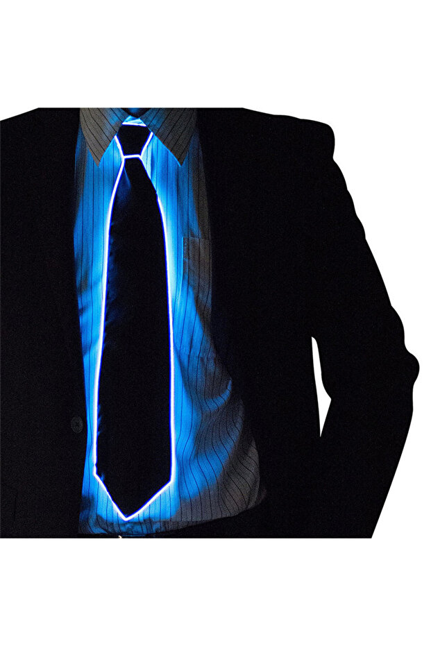 Blue Men Glowing Tie EL Wire Neon LED Luminous Party Haloween Christmas Luminous Light Up Decoration
