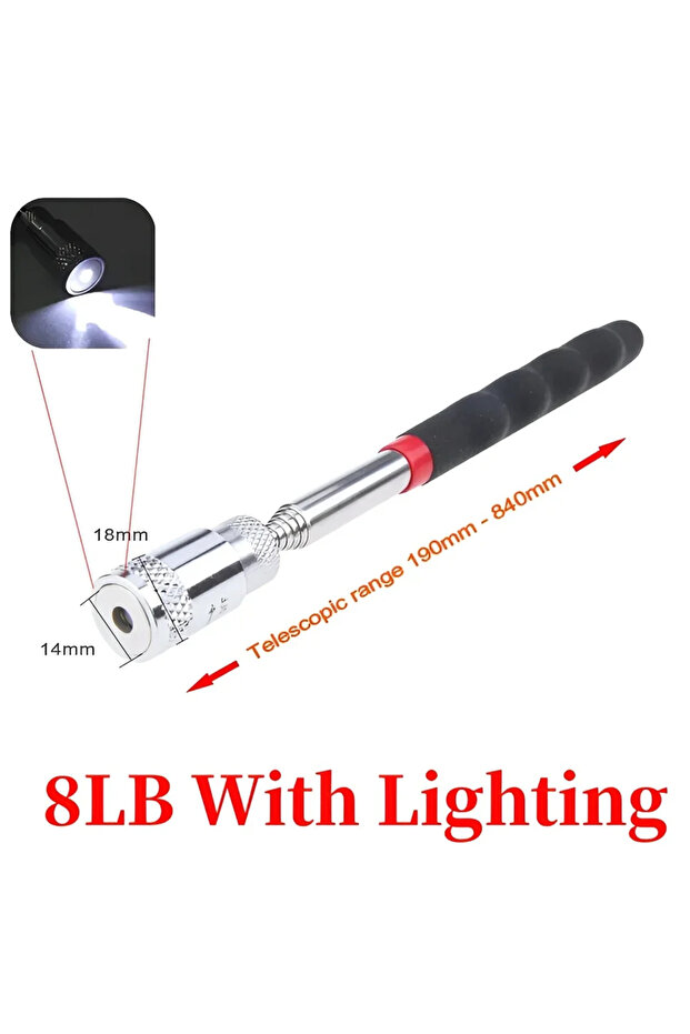 8LB With Lighting Telescopic Magnetic Pen Extendable Pickup Rod Stick with Light Mini Portable Magne