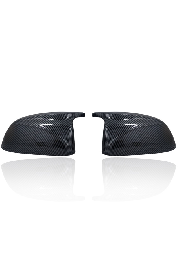 Carbon Fiber Look 2Pcs Glossy Black carbon pattern Rear Side View Mirror Covers Shell Replacement Fo