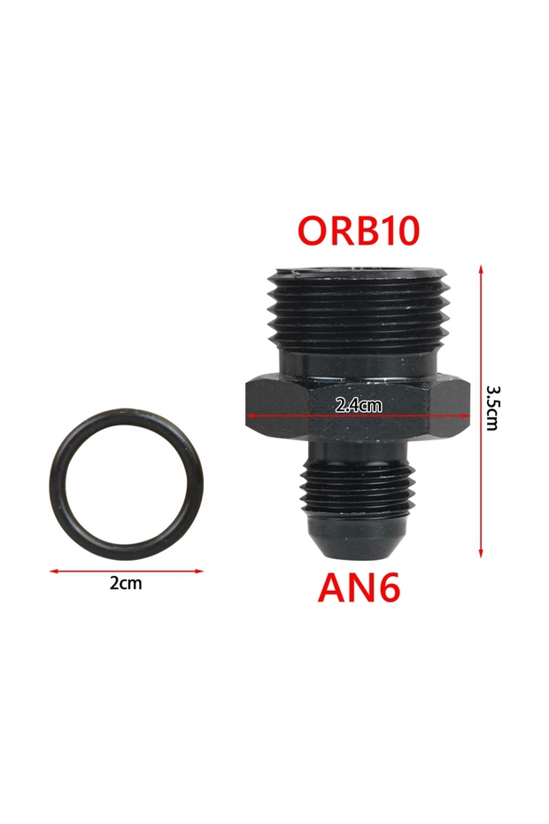 ORB10-AN6-BK ORB O-ring AN6 AN8 AN10 Aluminum Male Flare Union Nitrous Oil Fuel Hose End Adapter Fit