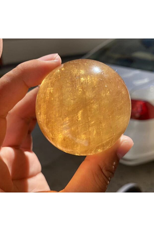 4-5cm 1PC Natural Citrine Calcite Quartz Crystal Sphere Ball Healing Gemston Home Decor+ wood bracke