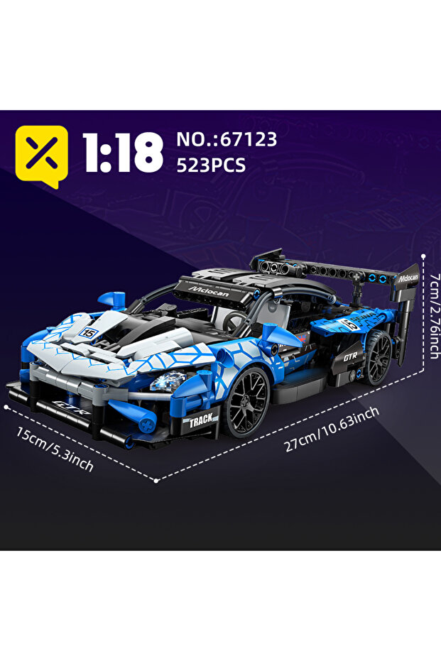 523PCS with box ToylinX 1/18 523 PCS Technical Mechanical Supercar Racing Racing Building Block Asse