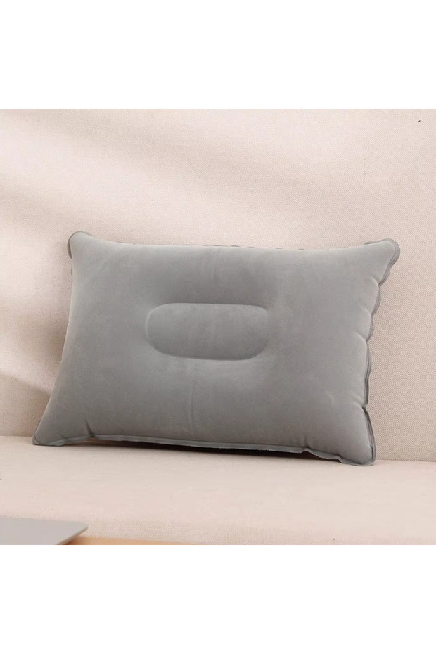 Grey Inflatable Travel Pillow Portable Air Pillow for Camping Hiking Home Office Napping Sleeping Ne