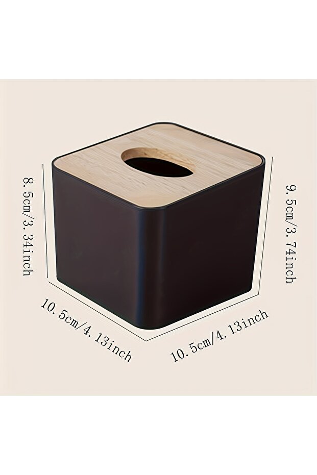 black-1pc 1pc/2pcs-Nordic Style Plastic Tissue Box with Wooden Cover - Paper Box for Restaurants and