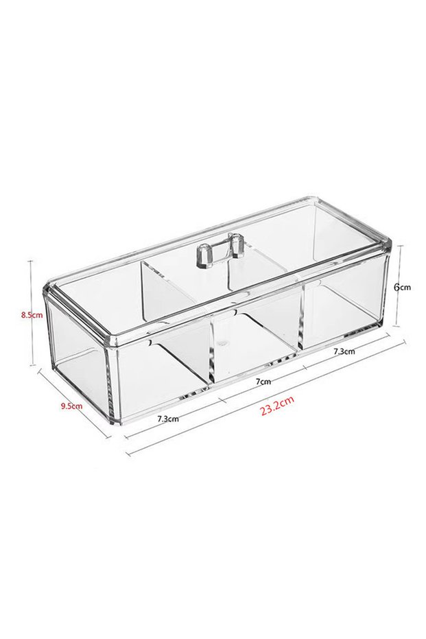 B Transparent Cosmetic Storage Box Makeup Organizer Cotton Swab Cotton Pad Storage Box Desktop Acryl