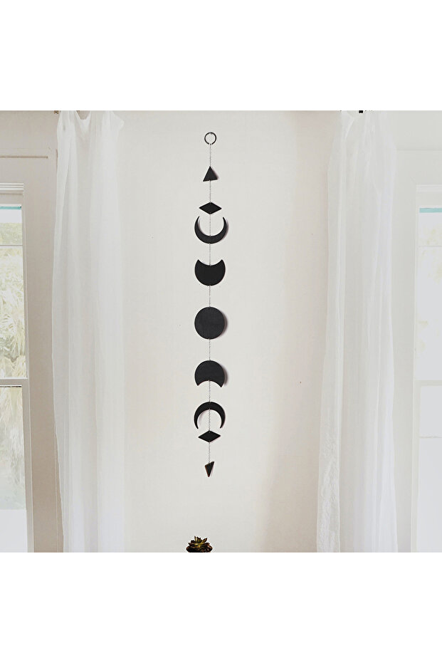 moon phase MS209 Black Moon Phase Wall Hanging Boho Room Decor Wood Moon Garland Wall Art Living Roo