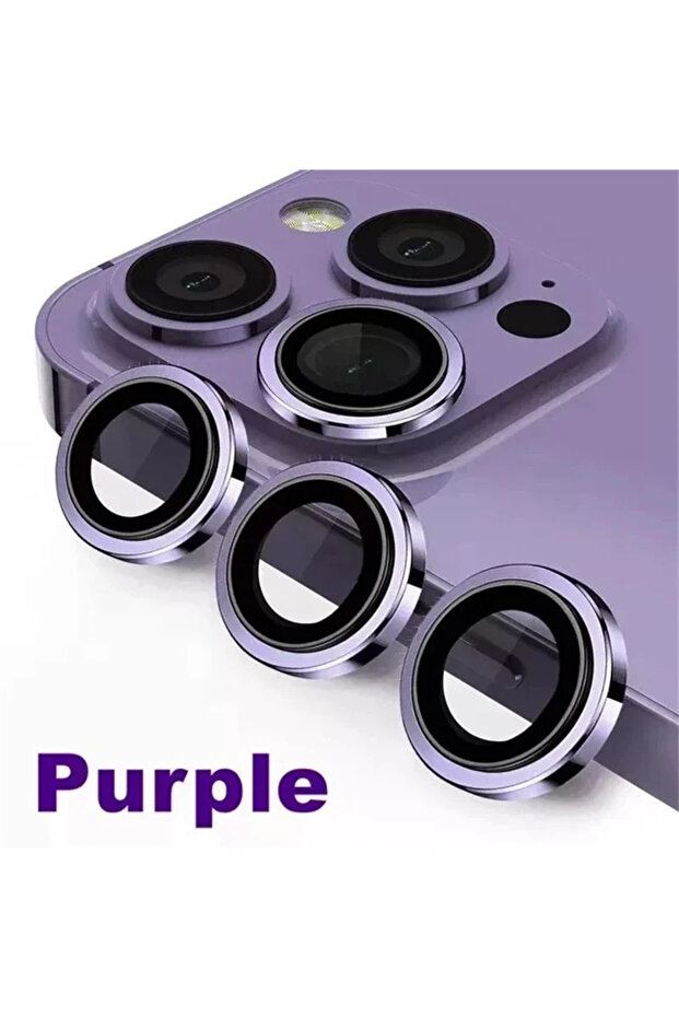 14Pro 14ProMax(3PCS) Dark Purple 2-3pcs Metal Camera Lens Protector For iPhone 11 12 13 14 15 Pro Ma