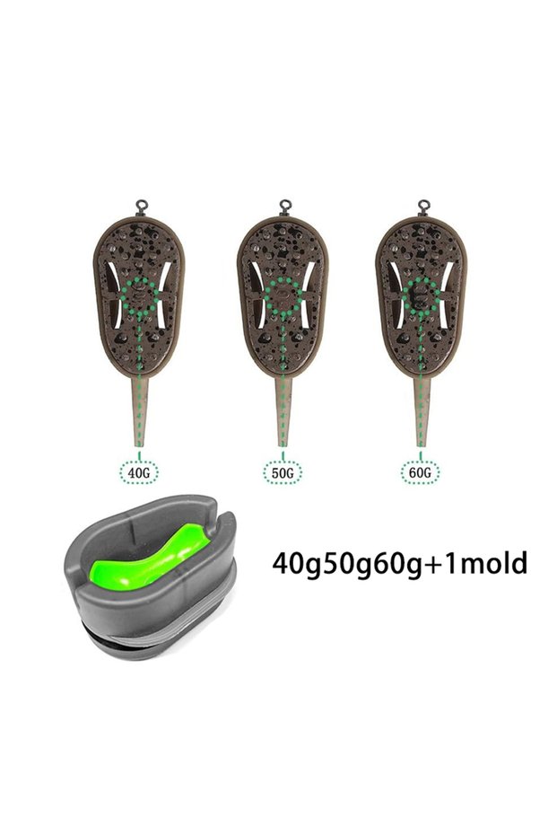 40g50g60g YOTO Carp Fishing Method Feeder Set,Inline Fishing Bait with Quick-Release Mould for Carp