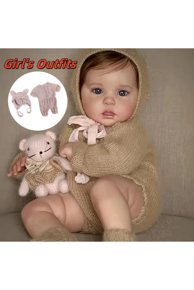 Rooted Hair-Girl 18-20Inch Washable Ward Reborn Girl Doll With Rooted Hair Full Body Vinyl 3D Paint