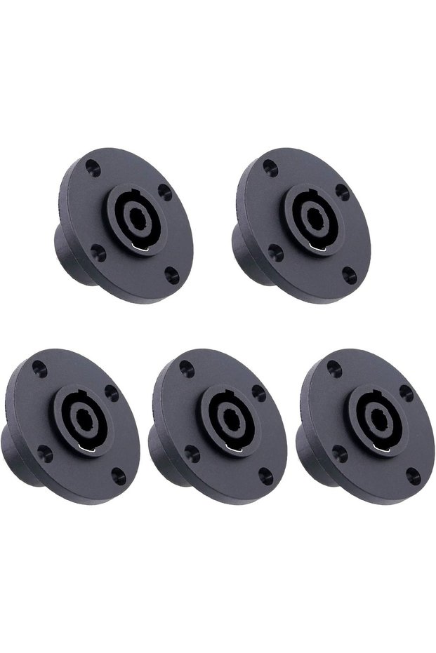 Round Type 5 Pack 4 Pole Round Panel Mount Connector Twist Lock Speaker Compatible with Neutrik Spea