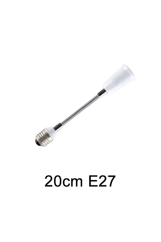 حامل مصباح LED مرن من GGBEE بطول 20 سم، قاعدة E27 إلى E27، متوفر بأطوال 20 سم، 30 سم، 40 سم، 50 سم، و60 سم.