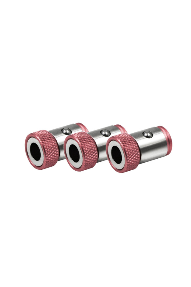3pcs Red 3pcs Magnetic Bit Holder Alloy Electric Magnetic Ring Screwdriver Bit Strong Non-slip Magne