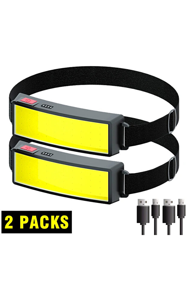 مصباح رأس LED من XIWANGFIRE، حزمة B COB، كشاف بزاوية 180 درجة، 3 أوضاع إضاءة، منفذ USB مدمج