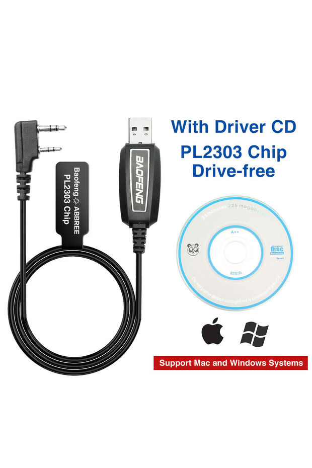 كابل برمجة USB بدون تعريف من باوفينغ مع قرص مضغوط لأجهزة باوفينغ UV-5R 82 888S UV-S9PLUS UV-13 16 17