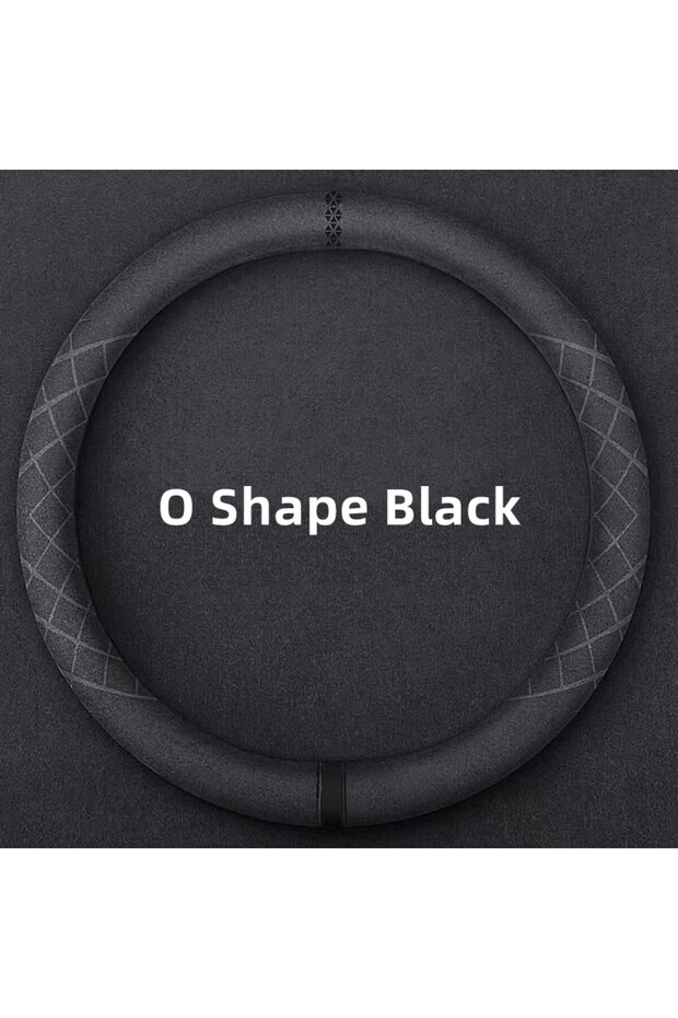black Car Steering Wheel Covers Cowhide Suede Steering Wheel Cover Wrap Universal 37-38cm Breathable